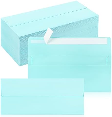 200 Pack #10 Light Blue Envelopes Letter Size Self Seal Business Envelopes by QIKSION