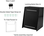 Marketing Holders Acrylic Charity Donation Bin Locking Ballot Box Black Acrylic 8.75” x 8.5" x 11.5" with 8.5" x 11" Slide in Header Sign Holder and Pocket on the Side Countertop - Image 2
