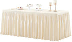 Wish Care Light Champagne Polyester Table Clothes for 4 Foot Rectangle Tables, Wrinkle Free Fitted Table Cover with Pleated Ruffle Table Skirt for Birthday Party Wedding Trade Show Event Display by WishCare