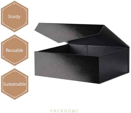 PACKHOME 6 Large Black Gift Boxes 13.5x9x4.1in with Magnetic Lids - Image 4