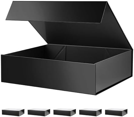 PACKHOME 6 Large Black Gift Boxes 13.5x10x3.5in Magnetic Lids for Shirt by PACKHOME