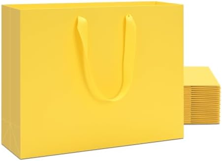 YACEYACE Yellow Gift Bags Bulk, 20 Pack Yellow Gift Bags with Handles by YACEYACE