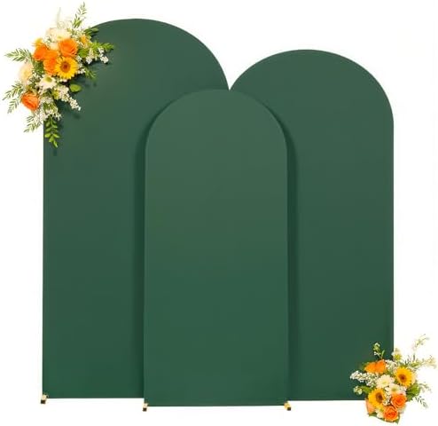 Hunter Green Arch Backdrop Cover 7.2ft 6.6ft 6ft Arch Cover Set of 3 Arch Covers Stretchy Backdrop for Wedding Party Baby Shower Birthday Photography Spandex Arch Stand Covers Backdrop Curtains Decor - Image 5