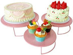 Pink 3Pcs Half-Circle Nesting Metal Cake Stand Set 8/10/12 Inch Tray - Image 6