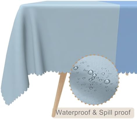 54x108inches Light Blue Rectangle Tablecloth Gradient Dusty Blue Table Cover Waterproof and Spill Proof Fabric Table Cloth for Kitchen Dining Room Outdoor Birthday Wedding Themed Party Decor - Image 2
