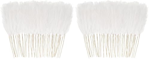 obbsie 50pcs White Faux Pampas Grass Decor, 21.6" Short Artificial Pompous Grass Floral Fake Pompas Grass Branches Vase Filler Flower Arrangement for Home Wedding Boho Decor (Pack of 2) by ObbsieDirect