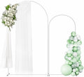 Wedding Arch Backdrop Stand Set of 2, White Metal, 7.3FT & 6FT by Fogein