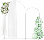 Wedding Arch Backdrop Stand Set of 2, White Metal, 7.3FT & 6FT by Fogein