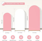 Arch Backdrop Cover Stretchy Backdrop (White+Pink, 6+6.6+7.2FT) - Image 2