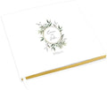 Andaz Press Personalized Wedding Guestbook with Gold Accents, Modern Round Leaf Wreath White Guest Sign in Guest Registry 120 Pages 8.5 X 8.5 Memories Book for DIY, Scrapbook, Photo Album by AndazPress