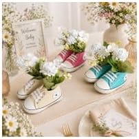 12 PCS Wild Flower Sneaker Baby Centerpieces for Tables, Baby Shower Decor by AFEWD