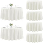 Fokitut 6 Pack Round Tablecloth, 108 Inch, Stain Resistant and Wrinkle Polyester Table Cloth, Fabric Table Cover for Kitchen Dining, Wedding, Party, Holiday Dinner-Ivory by Fokitut