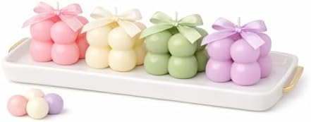 Terreux Mind & Body Mini Bubble Candles Wedding Favors, 30 Sets, 1.6", White, with Thank You Card and Ribbon, Bridal Baby Shower Gifts, Baptism Gift for Guests (Ivory) by TERREUXMINDBODY%7CORGANIC