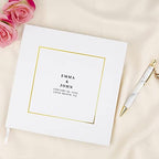 Andaz Press Personalized Wedding Guestbook with Gold Accents, Gold Square Frame White Guest Sign in Guest Registry 120 Pages 8.5 X 8.5 Memories Book for DIY, Scrapbook, Photo Album - Image 2