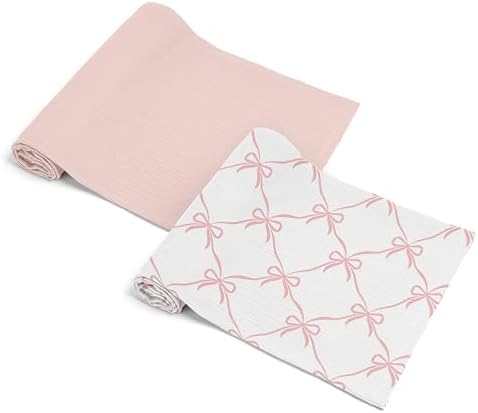 Sweet Jojo Designs 2-Piece Baby Muslin Swaddle Blanket Set (Pink Bows) for Girls, Infant Nursery, Lightweight Cotton Blanket for Newborns (Solid Blush, Elegant Bow for the Ballerina Ballet Collection) by SweetJojoDesigns