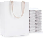 40pcs Medium Size White Paper Gift Bags with Ribbon Handles - Bulk Wedding & Party Bags by YACEYACE