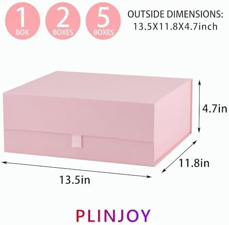 5 Pcs Pink Gift Box Large 13.5x11.8x4.7 Inches, Pink Gift Boxes for Presents with Magnetic Closure Lid, Luxury Gift Box Rectangle Collapsible Boxes for Gift Packaging - Image 4