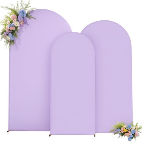 Lavender Arch Backdrop Cover 7.2ft 6.6ft 6ft Arch Cover Set of 3 Arch Covers Stretchy Backdrop for Wedding Party Baby Shower Birthday Photography Spandex Arch Stand Covers Backdrop Curtains Decor - Image 4