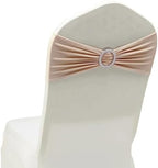 Spandex Nude Chair Sashes 100 Pack Wedding Chair Bows Bands Silver Buckles - Image 2