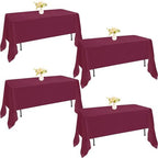 4 Pack Rectangle Tablecloth 60x126 Inch Burgundy Washable Polyester Table Cover for Wedding Dining Table Buffet Parties Banquet Decoration（Burgundy） by JALANCY