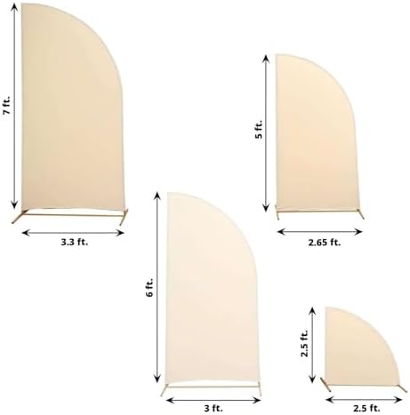 Efavormart Set of 4 Beige Spandex Half Moon Arch Covers, Custom Fit Chiara Backdrop Slipcovers from 2.5ft to 7ft for Tiered Boho Staging and Modern Party Decor - Image 3