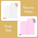 7.2FT & 6FT Arch Backdrop Cover, White & Pink Wedding Arch Covers, Spandex Arch Covers Stretchy Backdrop for Bridal Shower Baby Shower Birthday Decoration - Image 4