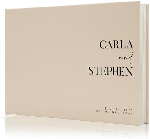Personalized Guest Book - 11.5" x 8.5" Premium Custom Guest Signing Book with Bookmark and Blank Pages for Wedding Reception Table Decoration Engagement Birthday Party Event, Oats by ModernAlbumDesigns