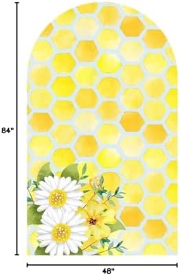 Honeycomb Arched Fabric Backdrop Covers Honey Bee Theme Arch Stand Cover for Baby Shower Birthday Decoration(Only Cover) - Image 7