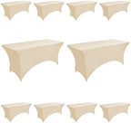 10-Pack 6ft Spandex Table Covers for Rectangle Standard Folding Tables - Wrinkle Resistant Stretch Tablecloths - Ultimate Fitted Table Protector for Parties, Banquet, Wedding by Unknown
