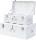 Vixdonos Decorative Large Metal Box Storage Trunk Chest Set of 2 College Dorm Organizer with Hardware Hasps and Handle for Home Deocr,23.7X14.2X9.5 Inches by Vixdonos