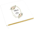 Andaz Press Personalized Baby Shower Guestbook with Gold Accents, Geometric Blush Pink Florals Custom, White Guest Sign in Registry 120 Pages 8.5 X 8.5 Memories Book for DIY Scrapbook Photo Album by AndazPress