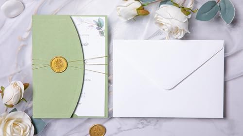 ponatia Sage Green 5x7 Wedding Invitation Envelopes Sleeves - Image 2