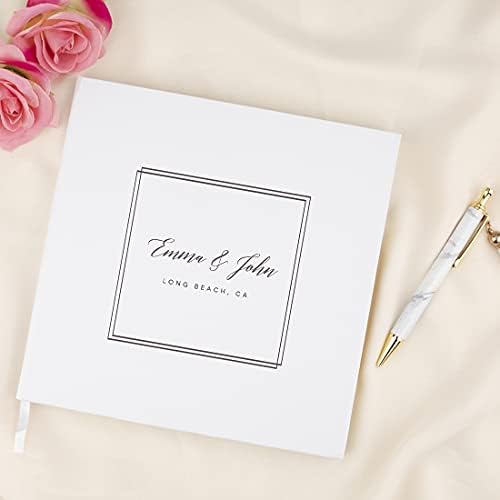 Andaz Press Personalized Wedding Guestbook with Gold Accents, Double Square Frame White Guest Sign in Guest Registry 120 Pages 8.5 X 8.5 Memories Book for DIY, Scrapbook, Photo Album - Image 2
