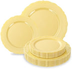 Tinybee 60PCS Yellow Plastic Plates - Heavy Duty Yellow Disposable Plates by Tinybee