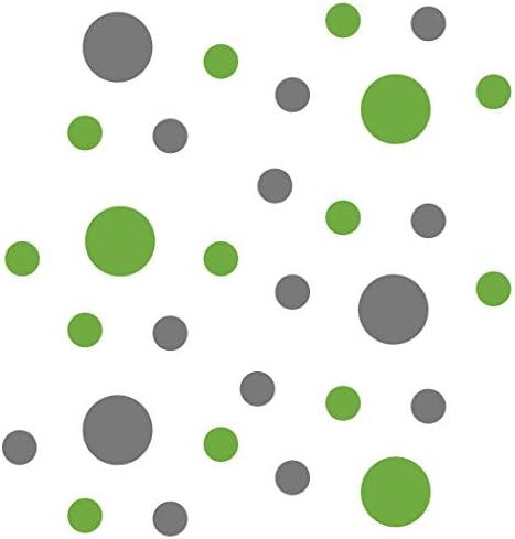 Lime Green/Grey Vinyl Wall Stickers - 2 & 4 inch Circles (300 Decals) by DecalVenue