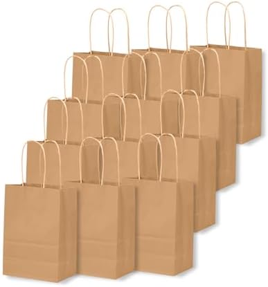 qiqee 200-Packs Brown Paper Gift Bags with Handles Bulk 4.5"x2.5"x6" Mini Size Paper Bags Multiple Uses - Image 3