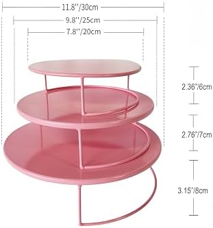 Pink 3Pcs Half-Circle Nesting Metal Cake Stand Set 8/10/12 Inch Tray - Image 5