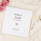 Andaz Press Personalized Baby Shower Guestbook with Gold Accents, Pink Heart Custom Name, White Guest Sign in Registry 120 Pages 8.5 X 8.5 Memories Book for DIY, Scrapbook, Photo Album - Image 2