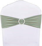 Pack of 50 Spandex Sage Green Chair Sashes for Wedding Elastic Chair Bands with Buckle Slider, Stretch Chair Bows for Party, Without White Chairs Covers (Sage Green) - Image 2