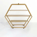 Efavormart 3-Tier Metal Hexagon Cupcake Stand 21" Matte Gold - Durable Contemporary Dessert Holder Appetizer Display for Upscale Events Banquets & Gatherings by efavormart