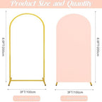 Metal Arch Stand and Cover Set,1 Light Pink Spandex Fitted Backdrop with 1 Gold Wedding Arched Stand Frame for Parties Birthday Baby Shower Bridal Banquet Decoration (6.6FT) - Image 2