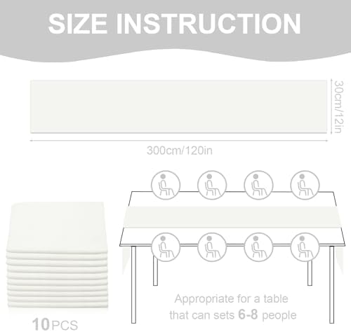 10 Pack 10ft White Chiffon Table Runners Wedding Table Runner Sheer Romantic Tulle Table Runner for Christmas Wedding Bridal Tea Party Baby Shower Birthday Party Table Decorations(120 x 12 in) - Image 2