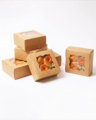 Bakepacker Brown Cookie Boxes With Window 6x6x3 inches 240pcs - Image 3