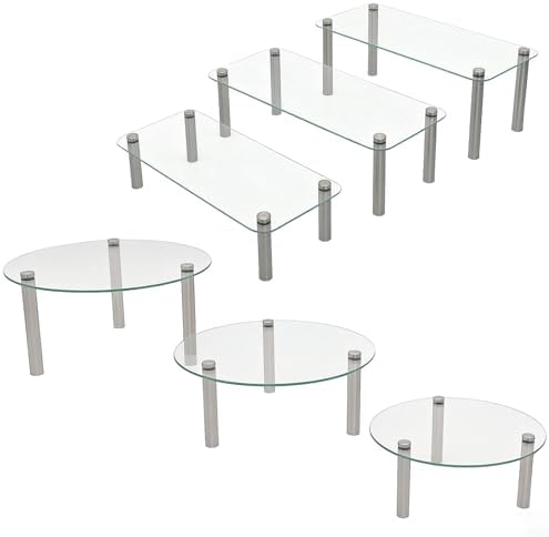 6 Pack Tempered Glass Cake Stands Set 9 11 13 Inch Dessert Display Riser by FESTLOVE