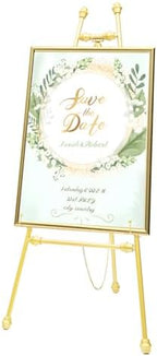 2pcs Wedding Welcome Sign Holder Portable Easel Display Stand for Poster Gold Metal Party Sign Stand Background Decor Tall Floor Easel Frame for Photo Reception Board Birthday Baby Bridal Shower Graduation (46.5''H) by Unknown