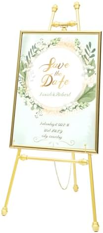 2pcs Wedding Welcome Sign Holder Portable Easel Display Stand for Poster Gold Metal Party Sign Stand Background Decor Tall Floor Easel Frame for Photo Reception Board Birthday Baby Bridal Shower Graduation (46.5''H) by Unknown