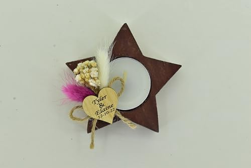 10 Pieces Wood Tealight Candle Holder, Wedding Favors, Star Shape Candle, Party Favors, Personalized Gift - Image 2