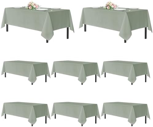 sancua Tablecloths Rectangle, 8 Pack Table Cloth for 6 Foot Tables, Sage Green by sancua