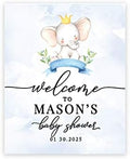 Andaz Press Custom Large Baby Shower Canvas Welcome Sign, 16 x 20 Inches, Blue Baby Elephant Guestbook Alternative, Personalized Sign Our Canvas, for Baby Elephant Baby Shower, Baby Sprinkle Theme by AndazPress