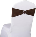 Spandex Chocolate Brown Chair Sashes 100 Pack Chair Bow Bands Silver Buckle by SINSSOWL